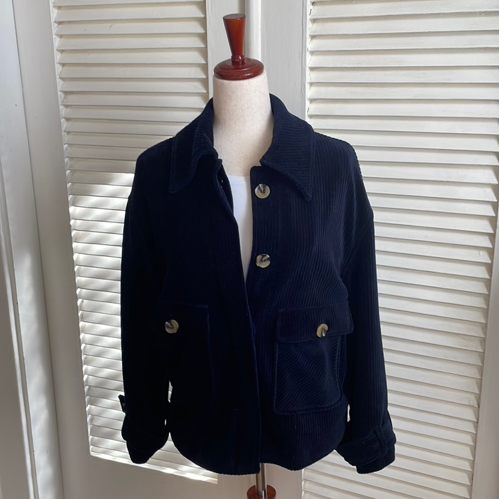 Marled Navy Blue Corduroy Jacket